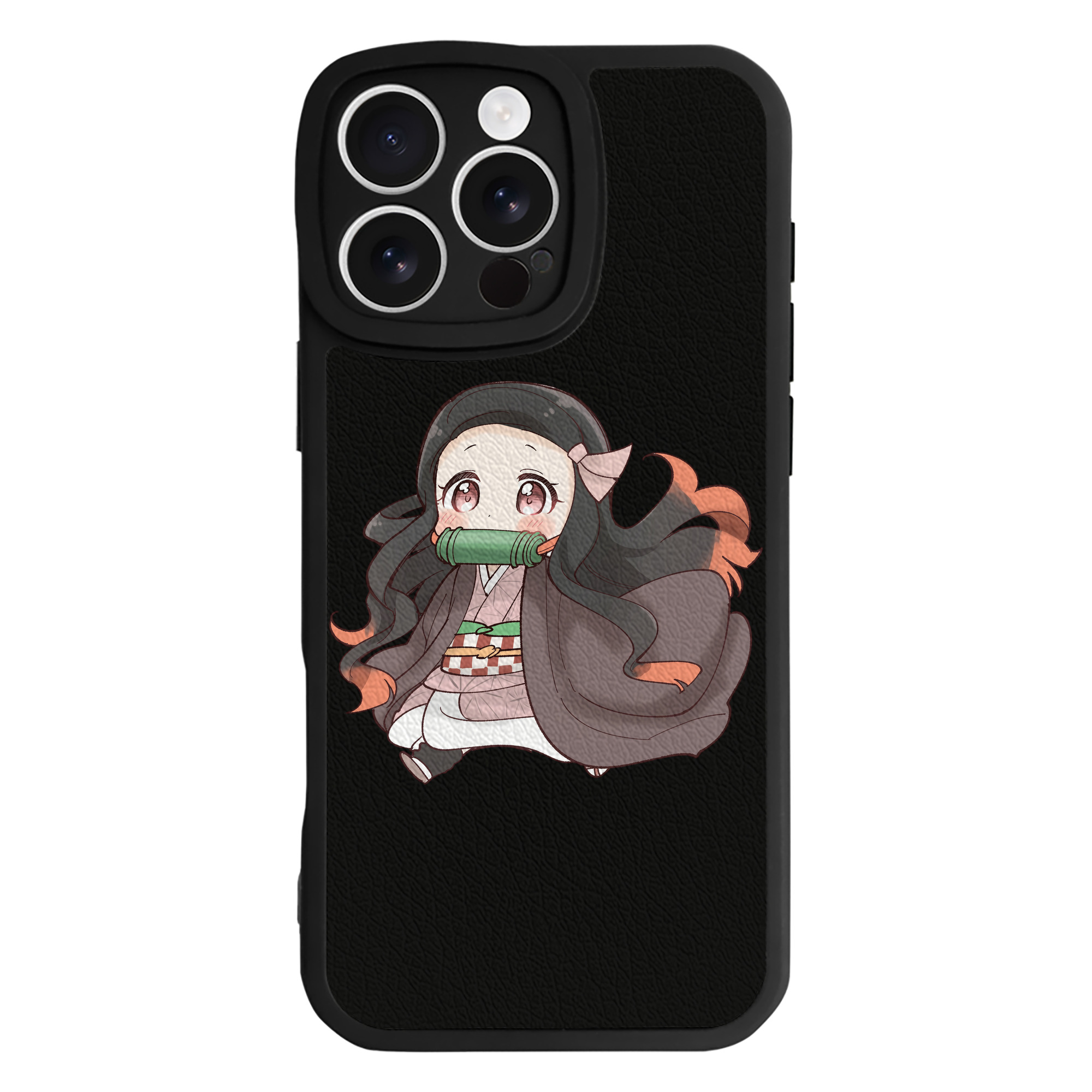 （画像用） 鬼滅の刃（きめつのやいば）竈門 禰󠄀豆子／かまど ねずこ Kamado Nezuko 【iPhone 16シリーズ対応】シリコンスマホケース（レザー調） 材質：シリコン